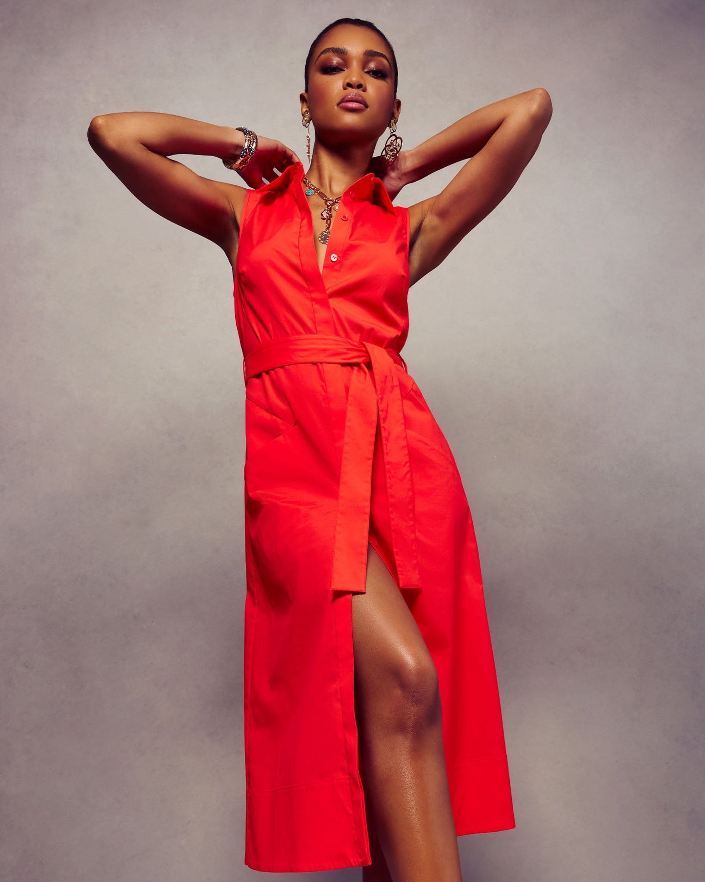 Darcey Cotton Poplin Sleeveless Midi Dress