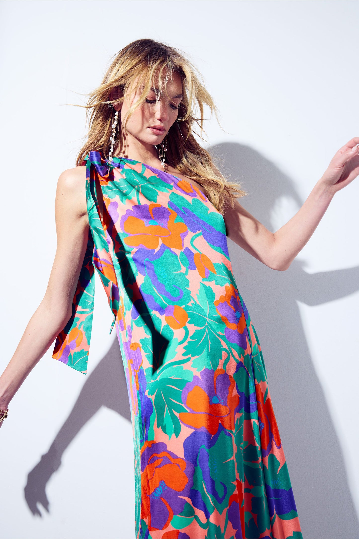 Benita Printed One-Shoulder Gown