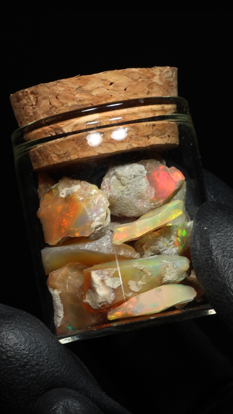 10g Rough Ethiopian Dark Jewelry Grade Welo Opal Jar