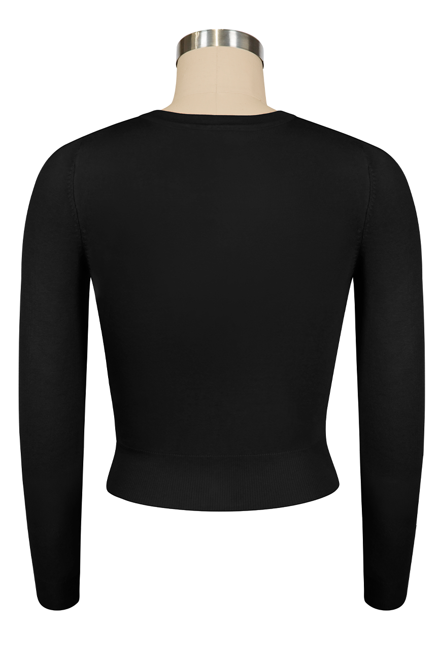 D'Amour Long Sleeve Crop Cardigan (Black)