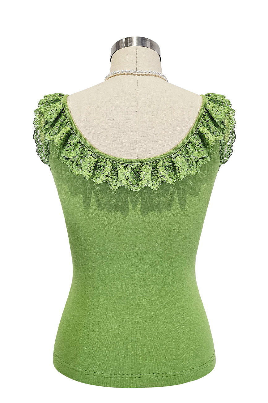 D'Amour Follies Madame Ruffle Singlet (Apple Green)