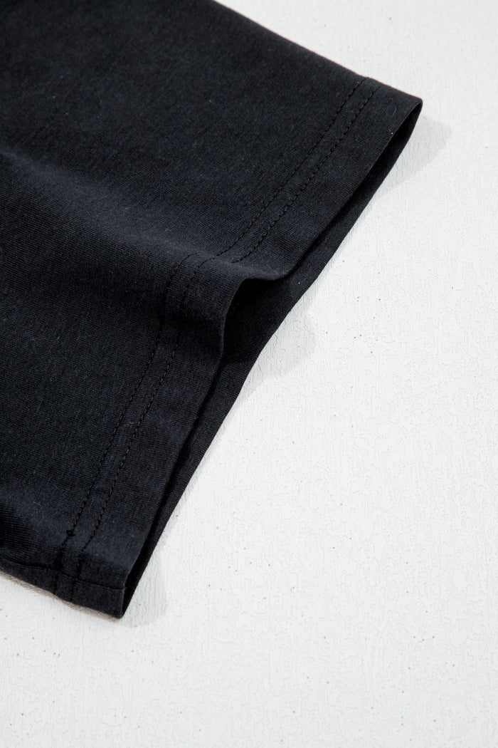 Black Asymmetric Shoulder Detail Short Sleeve Plus Size Maxi Dress 🇺🇸