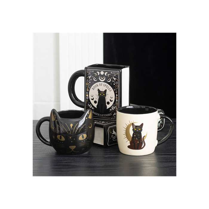 Black Cat Magick Book of Spells Book Shaped Mug 🇬🇧