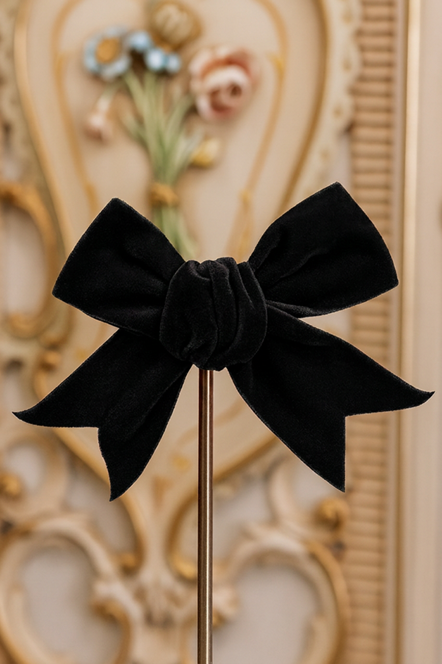 D'Amour Follies Velvet Hair Bow (Black)