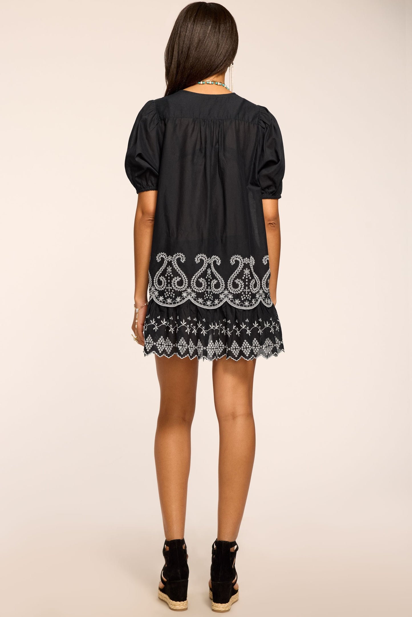 Angelina Embroidered Mini Coverup Dress