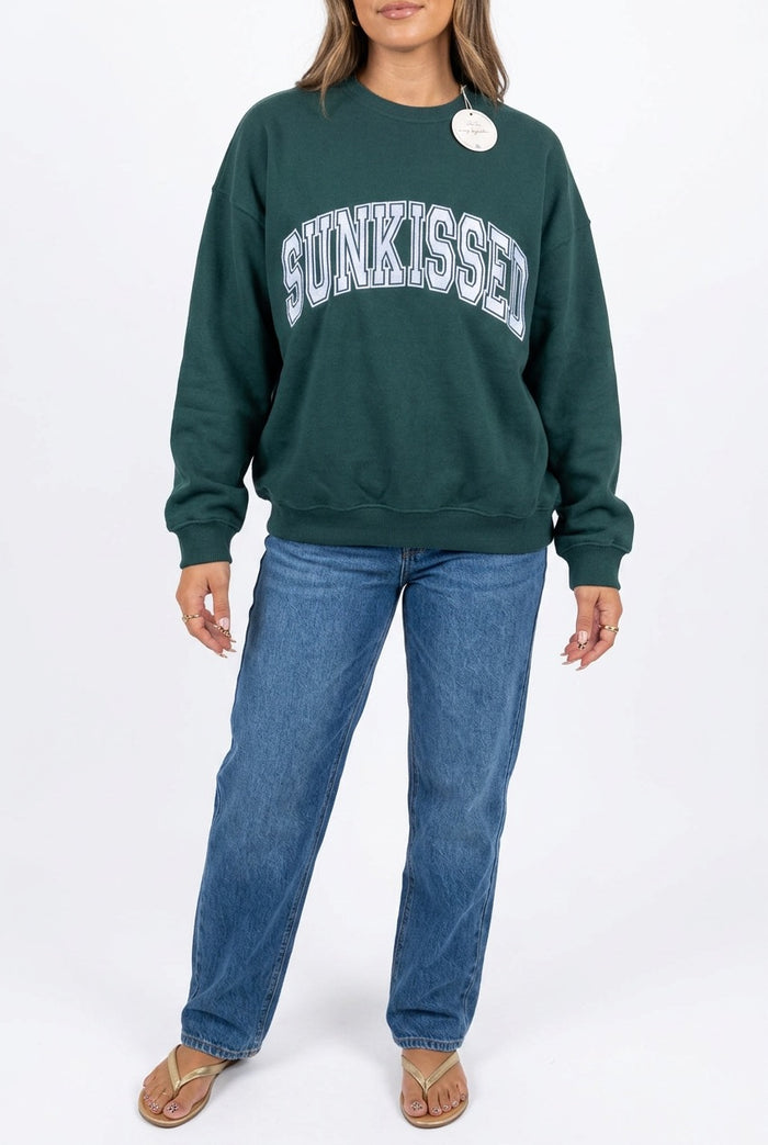 Green crew neck 'Sunkissed"