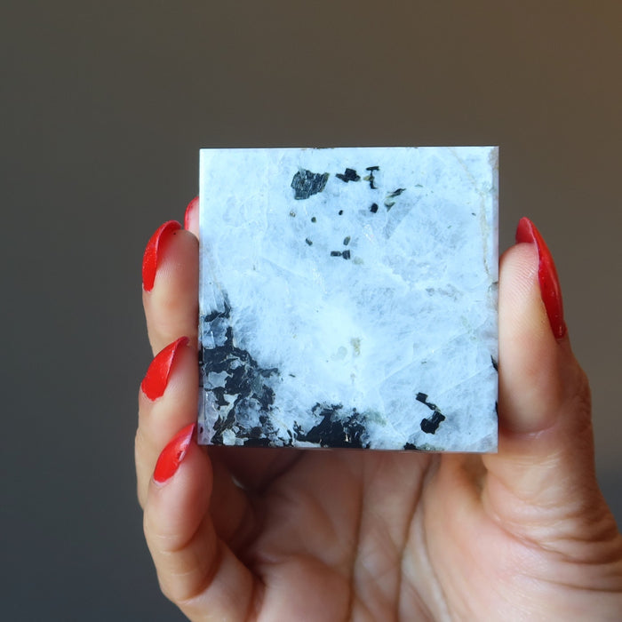 showing the bottom of a moonstone tourmaline pyramid