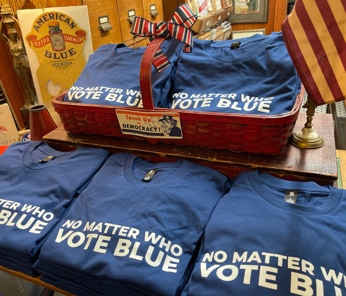 No Matter Who VOTE BLUE Crew Neck Adult 2024 Election T-Shirt - TheBoxSF