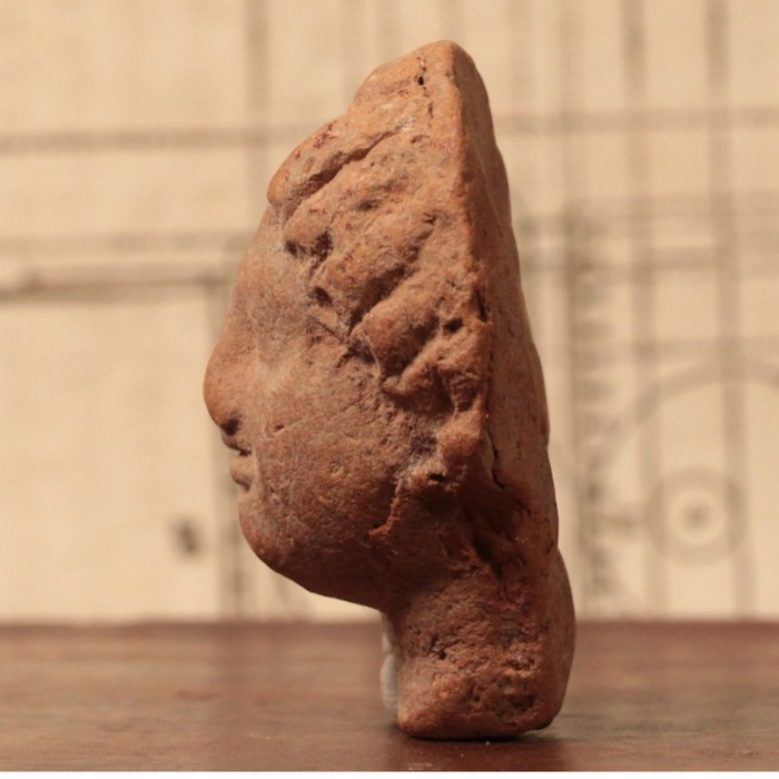 Roman Terracotta Pottery Piece, Female Head (1.8 inches) - c. 100 to 300 CE - Roman Empire