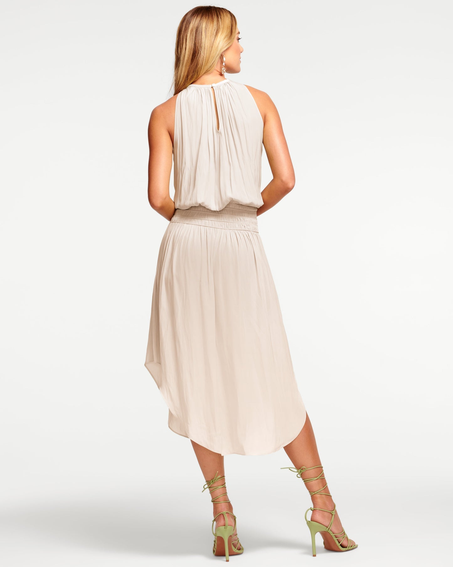 Audrey Smocked Midi Dress | SANDSTONE
