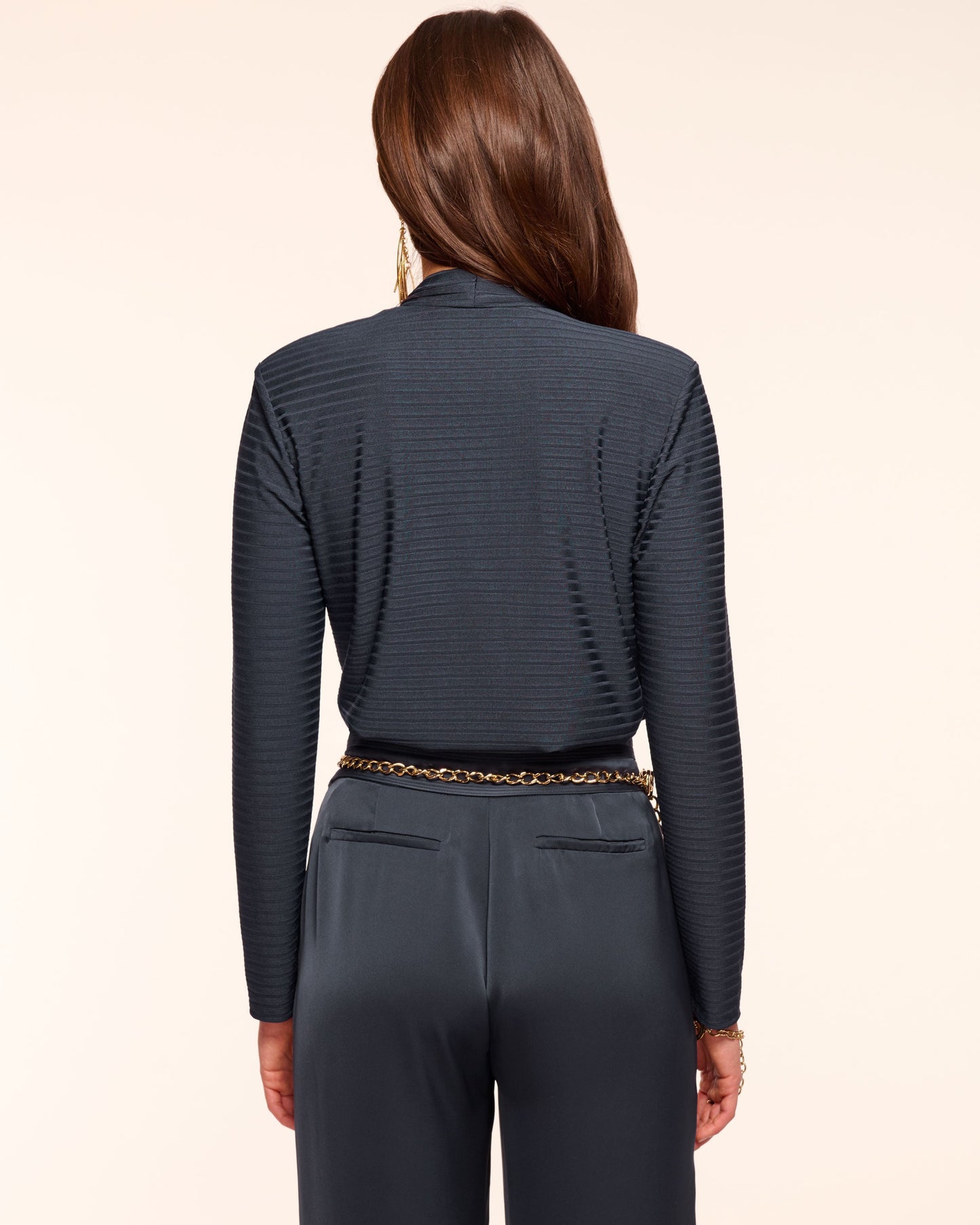 Antonia Ribbed Knit Cowl Neck Top