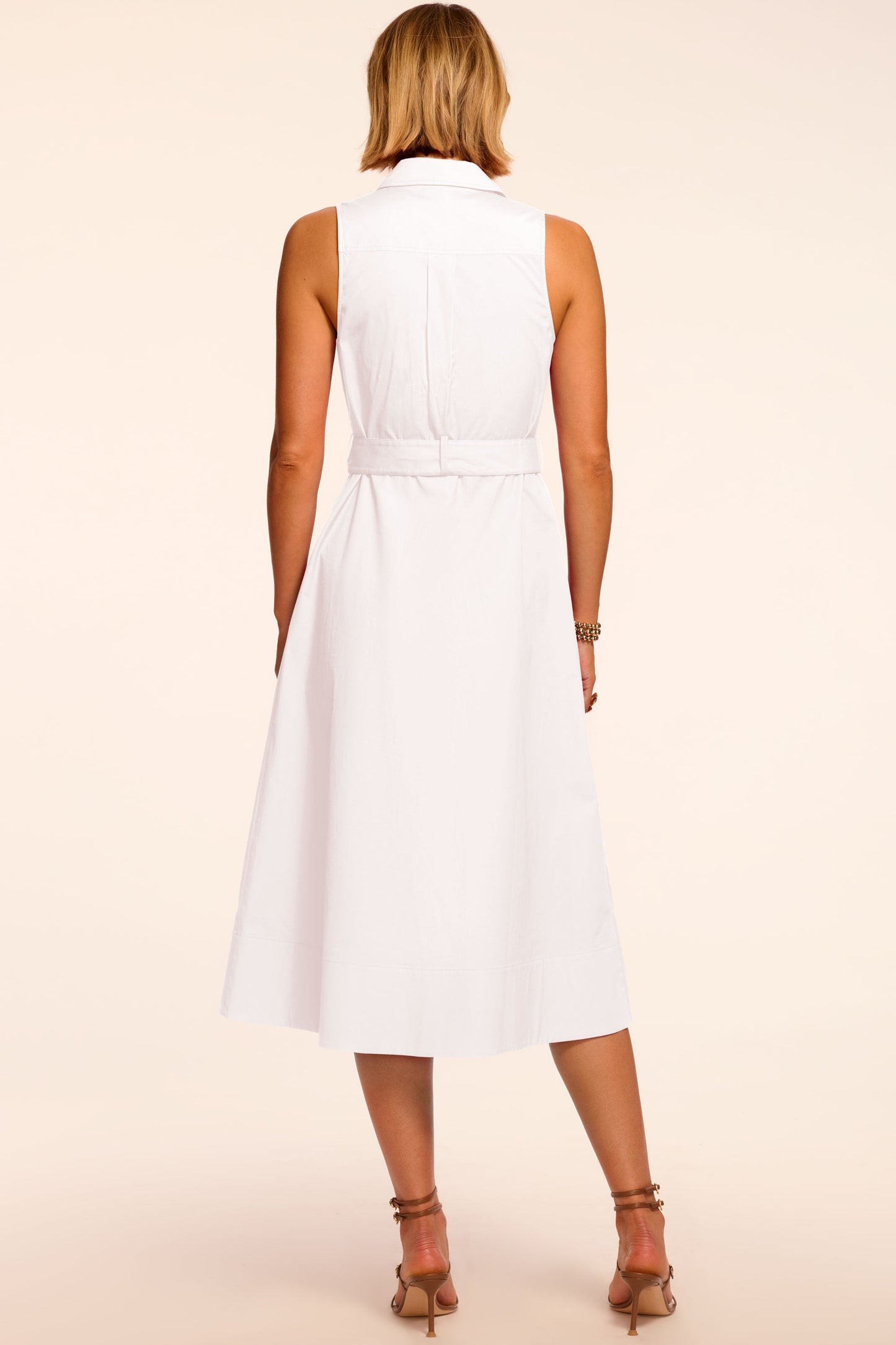 Darcey Cotton Poplin Sleeveless Midi Dress | WHITE