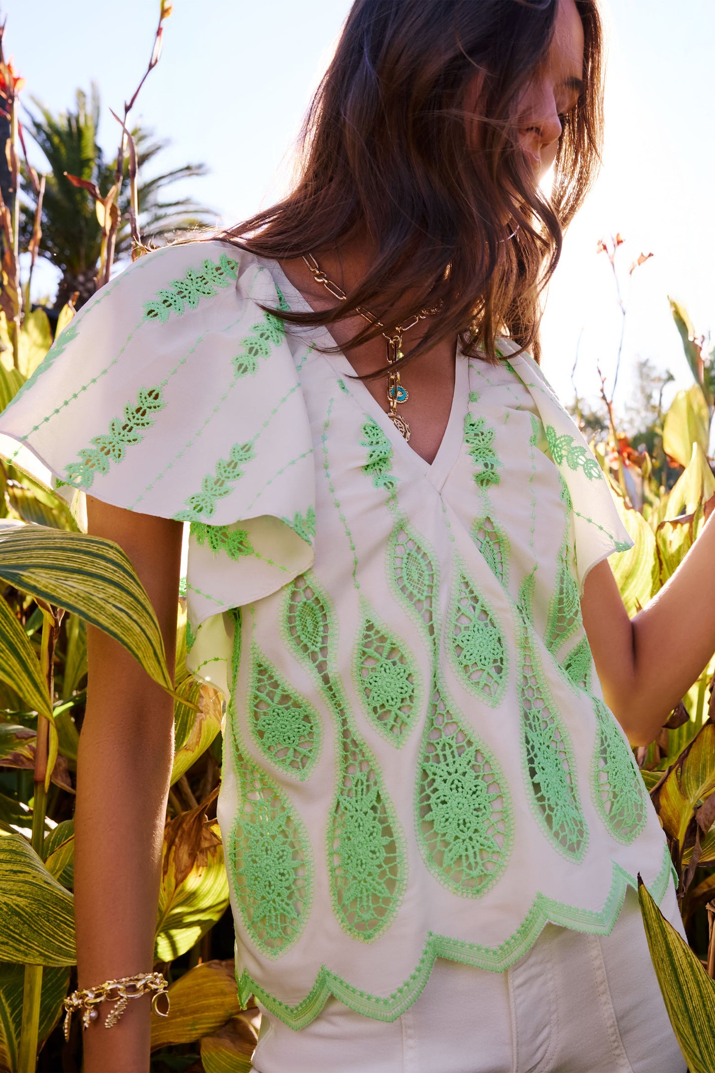 Bettie Embroidered Short Sleeve Top