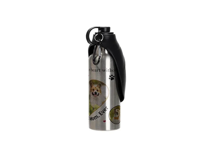 Sublimation Blanks 17oz/500ml Silver Stainless Steel Portable Pet Water Bottle Dispenser