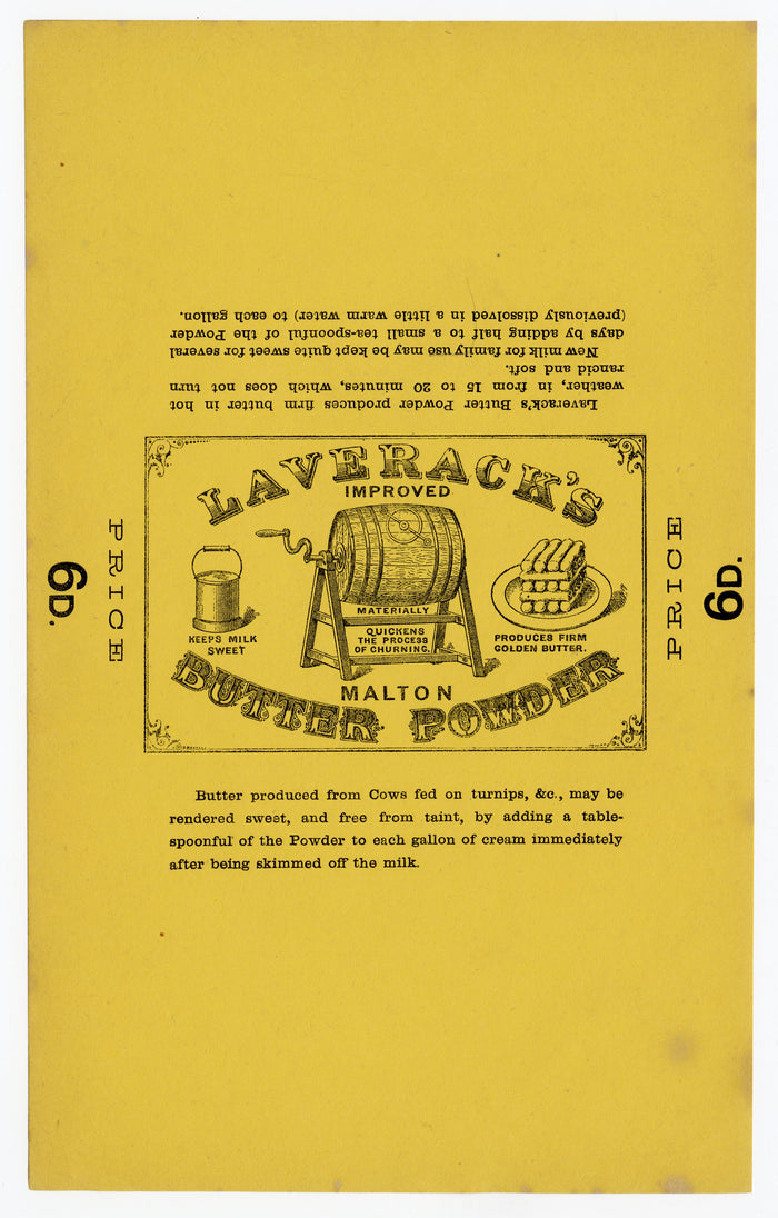 Vintage, Unused LAVERACK'S BUTTER POWDER Box Label
