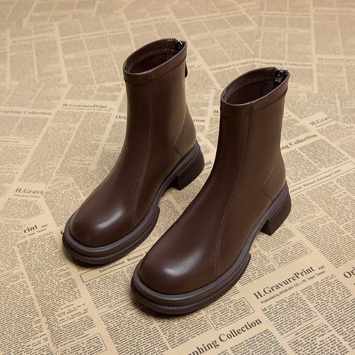 Women's Thick Heel Flat Ankle Boots π¨π³