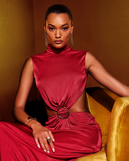 Charles Jersey Cut Out Open Back Maxi Dress