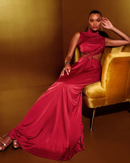 Charles Jersey Cut Out Open Back Maxi Dress