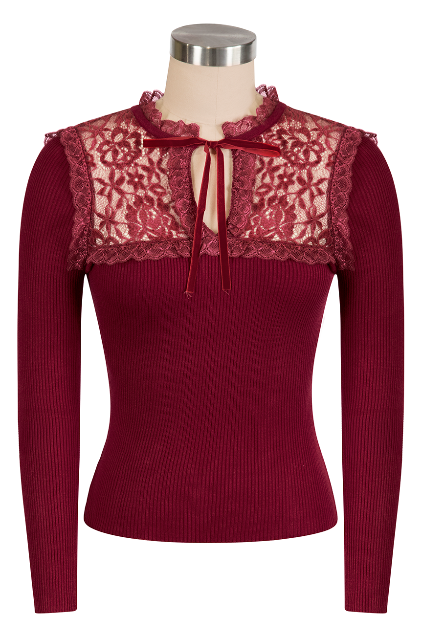 Anastasia Knit Top (Burgundy)