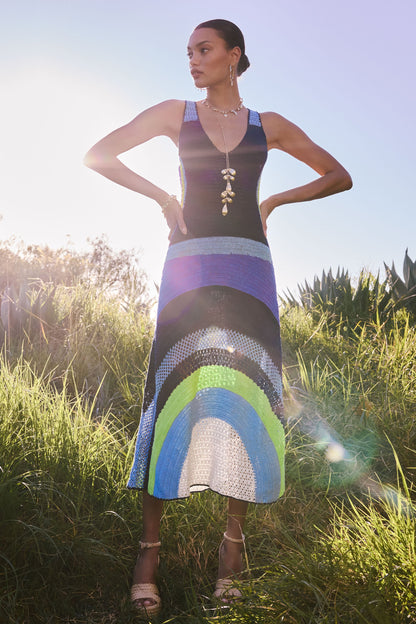 Cadence Crochet Colorblock Midi Dress