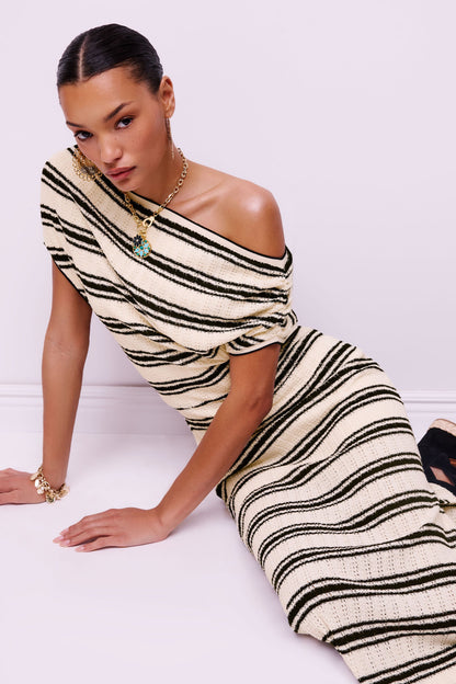Chet Striped Knit Midi Dress