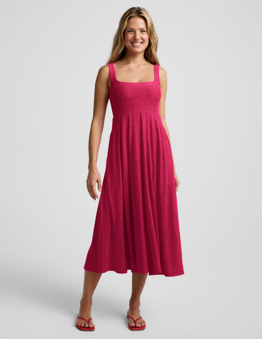 Featherweight At The Ready Square Neck Midi Dress
