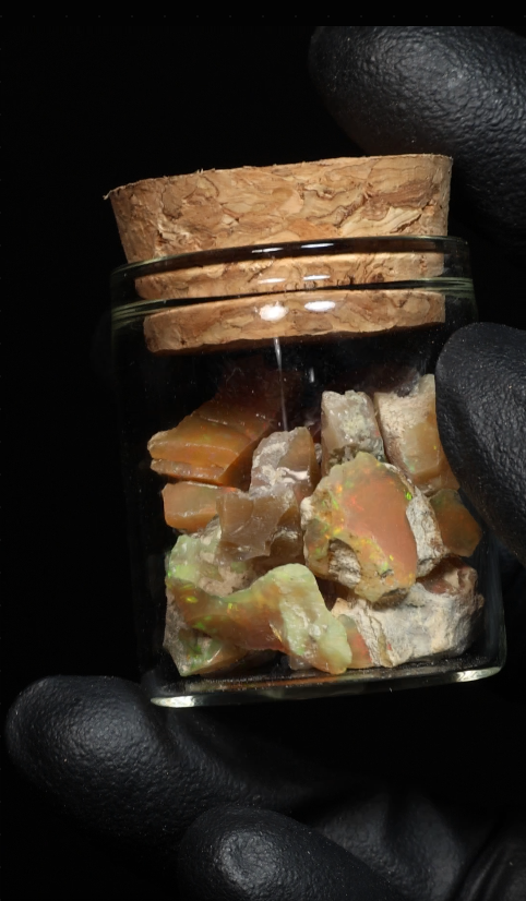 10g Rough Ethiopian Dark Jewelry Grade Welo Opal Jar