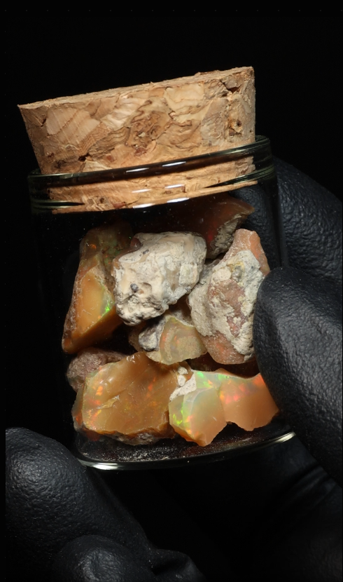 10g Rough Ethiopian Dark Jewelry Grade Welo Opal Jar
