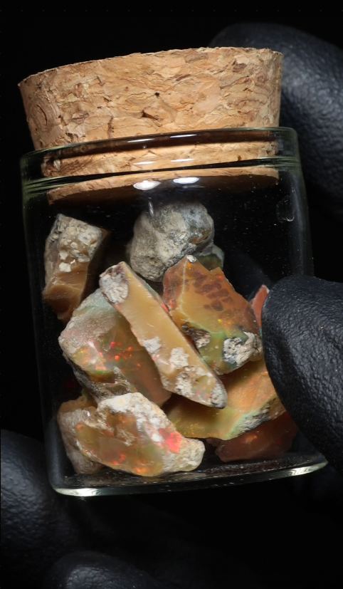 10g Rough Ethiopian Dark Jewelry Grade Welo Opal Jar