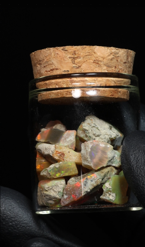 10g Rough Ethiopian Dark Jewelry Grade Welo Opal Jar