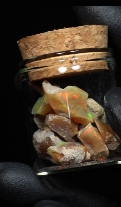 10g Rough Ethiopian Dark Jewelry Grade Welo Opal Jar