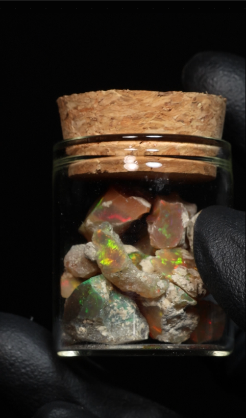 10g Rough Ethiopian Dark Jewelry Grade Welo Opal Jar