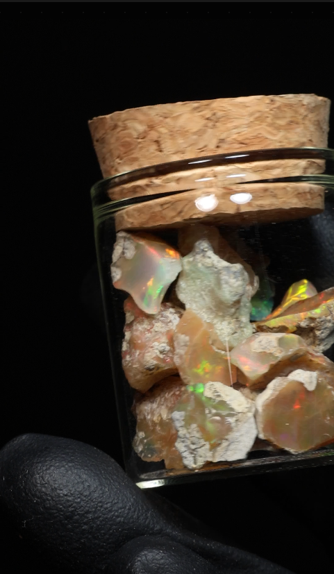 10g Rough Ethiopian Dark Jewelry Grade Welo Opal Jar