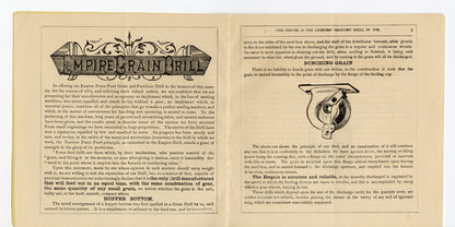 1883 EMPIRE DRILL for Grain, Farming and Fertilizing Promotional Booklet, Catalog