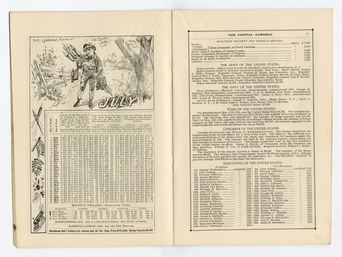 1894 Victorian CAPITAL IllUSTRATED ALMANAC, Federal Government, Congress