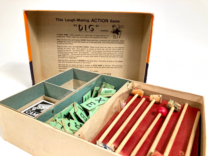 1950's Vintage DIG Family Card, Board GAME, Gold Mine, Monopoly Man, Deco