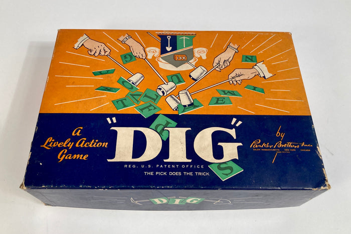 1950's Vintage DIG Family Card, Board GAME, Gold Mine, Monopoly Man, Deco