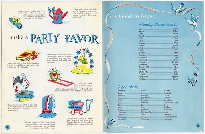 1960's Dennison Parties for the Bride Wedding Idea Book, Paper Crafts