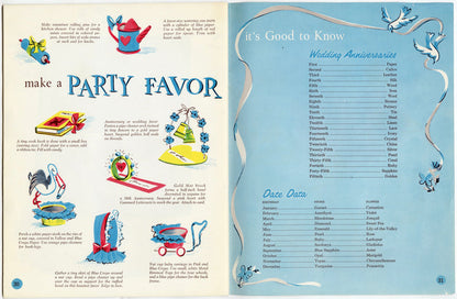 1960's Dennison Parties for the Bride Wedding Idea Book, Paper Crafts