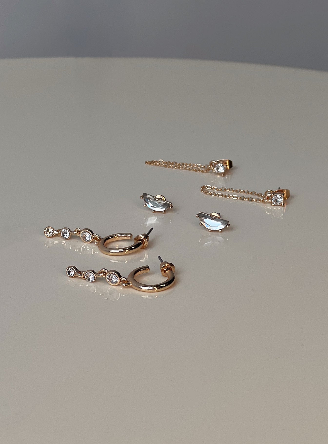 Think Later Diamante Earring Pack Gold