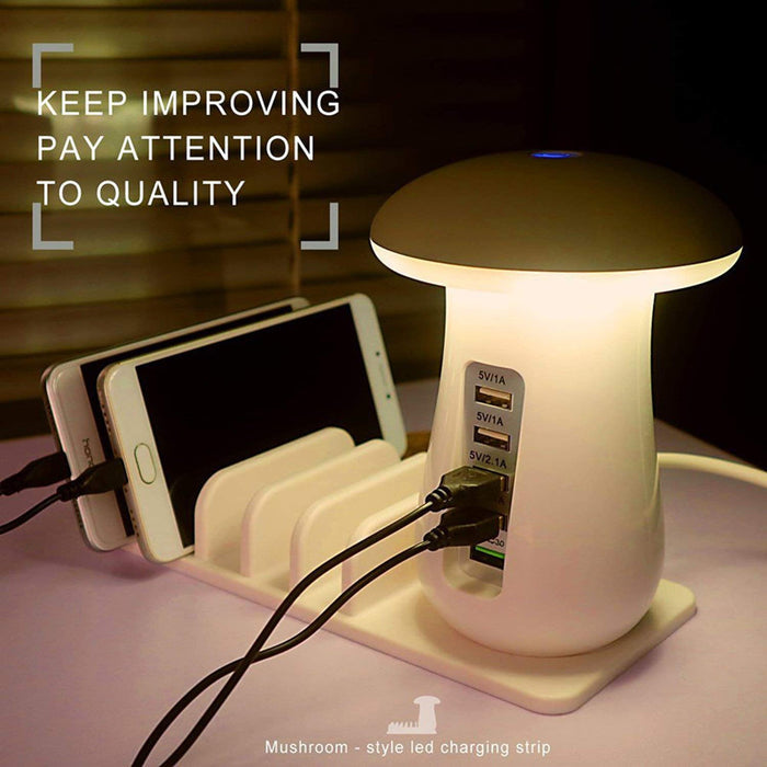 2 In 1 Multifunction Mushroom Lamp LED Lamp Holder USB Charger Home Office Supplies 🇨🇳