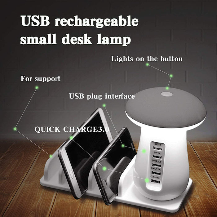 2 In 1 Multifunction Mushroom Lamp LED Lamp Holder USB Charger Home Office Supplies 🇨🇳