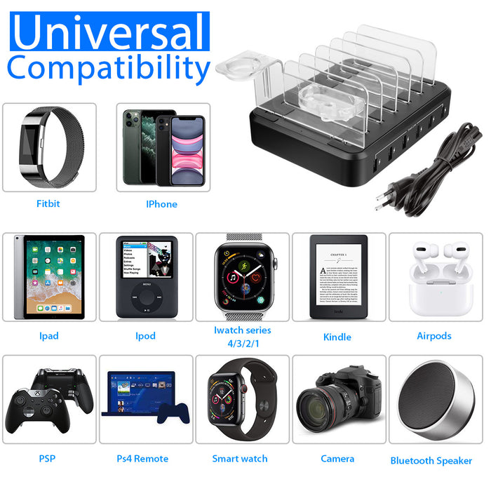 6-port 60W Charger USB Multi-port Charging Station 🇨🇳