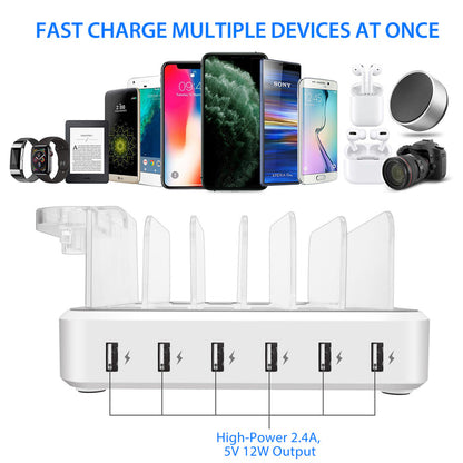 6-port 60W Charger USB Multi-port Charging Station 🇨🇳
