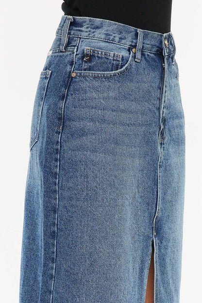 90'S DENIM MAXI SKIRT-KC7868M: MEDIUM / L