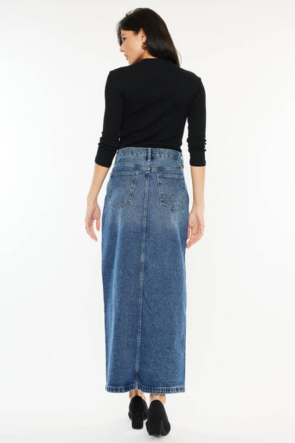 90'S DENIM MAXI SKIRT-KC7868M: MEDIUM / M