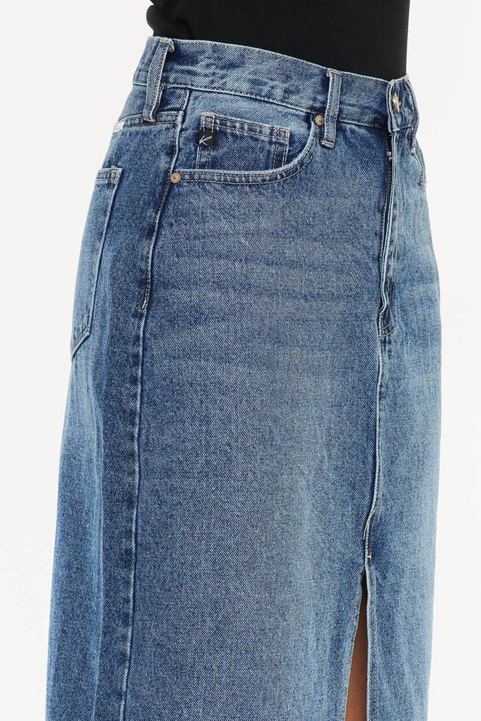 90'S DENIM MAXI SKIRT-KC7868M: MEDIUM / M