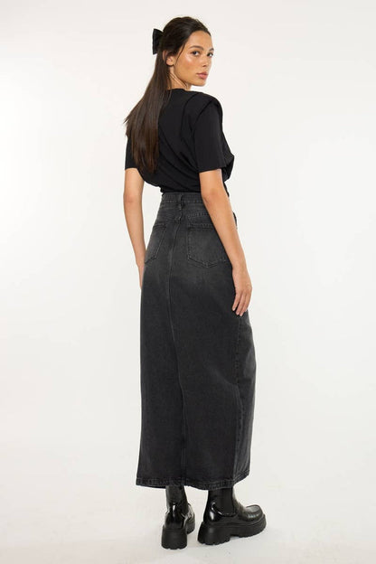 90’S MAXI SKIRT-KC7868BK: BLACK / L
