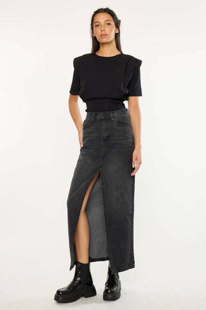 90’S MAXI SKIRT-KC7868BK: BLACK / M