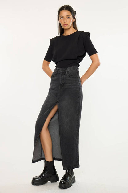 90’S MAXI SKIRT-KC7868BK: BLACK / M